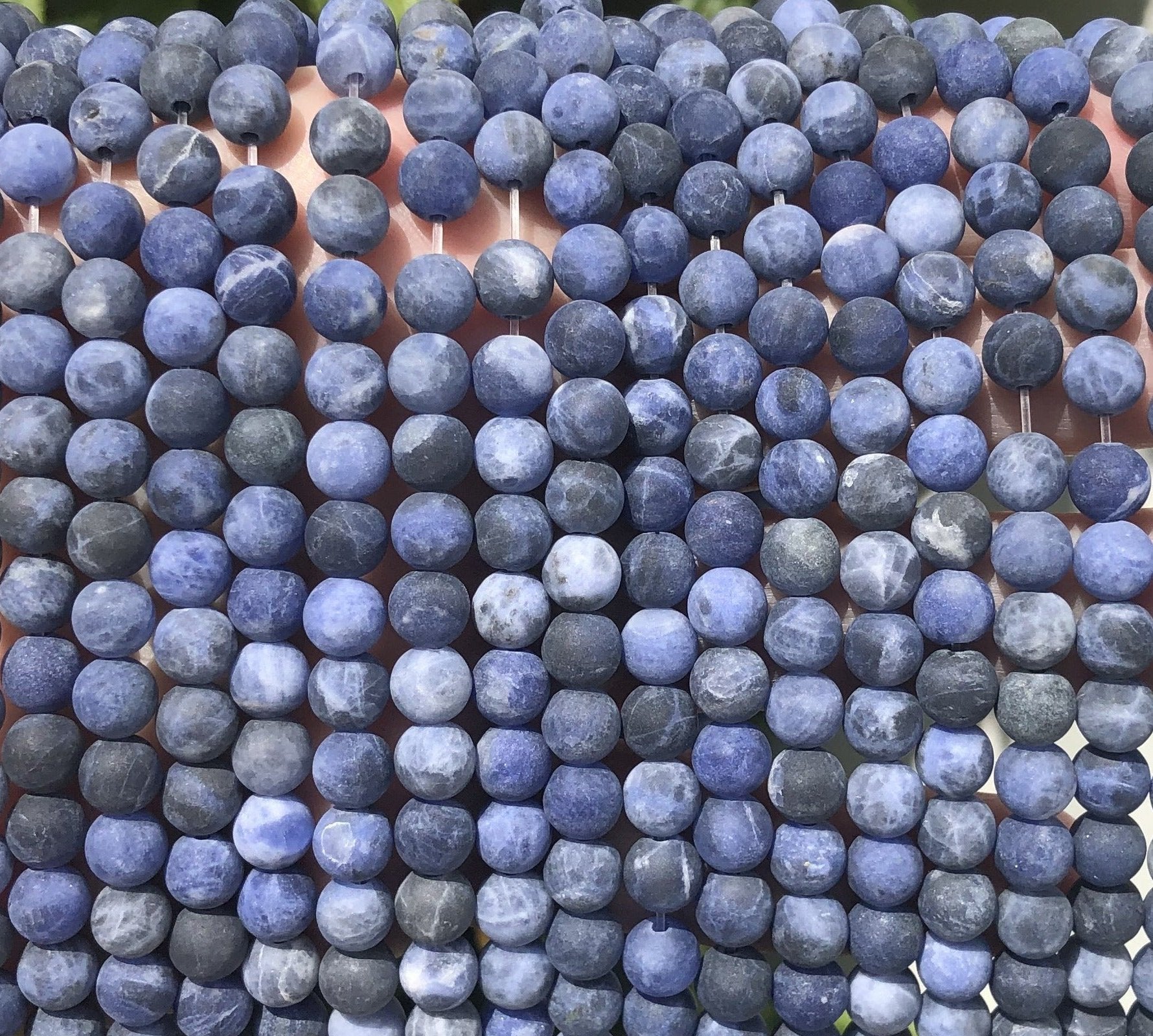 Blue Sodalite 6mm round matte natural gemstone beads 15" strand - Oz Beads 