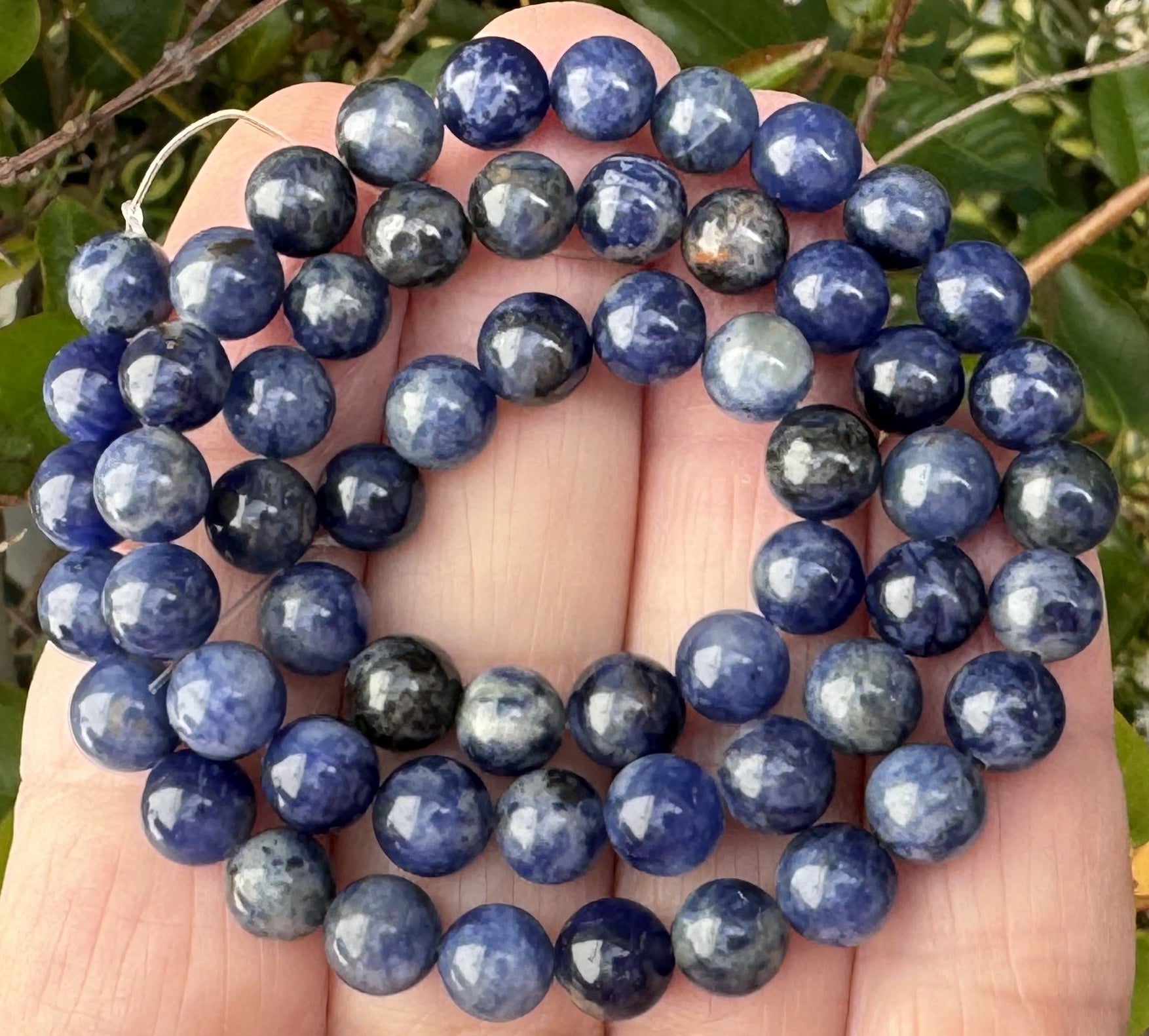 Blue Sodalite 6mm round polished natural gemstone beads 15" strand - Oz Beads 