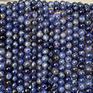 Blue Sodalite 6mm round polished natural gemstone beads 15" strand - Oz Beads 
