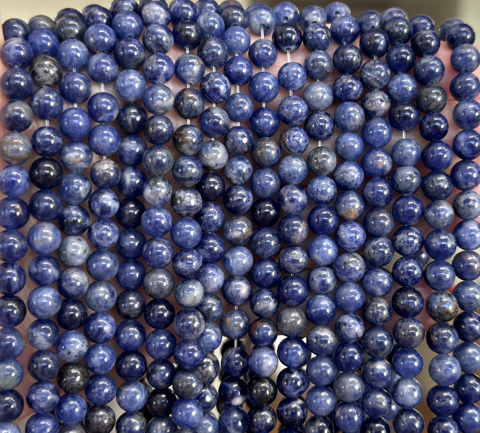 Blue Sodalite 6mm round polished natural gemstone beads 15" strand - Oz Beads 