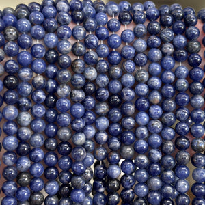 Blue Sodalite 6mm round polished natural gemstone beads 15" strand - Oz Beads 