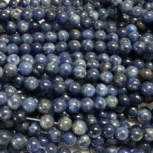 Blue Sodalite 6mm round polished natural gemstone beads 15" strand - Oz Beads 