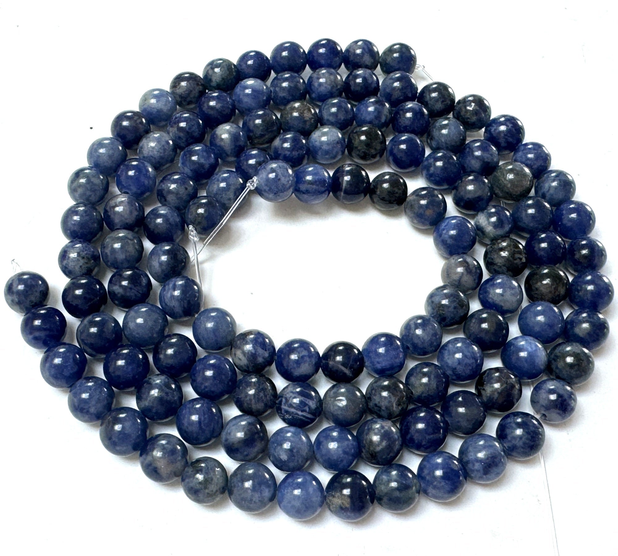 Blue Sodalite 6mm round polished natural gemstone beads 15" strand - Oz Beads 