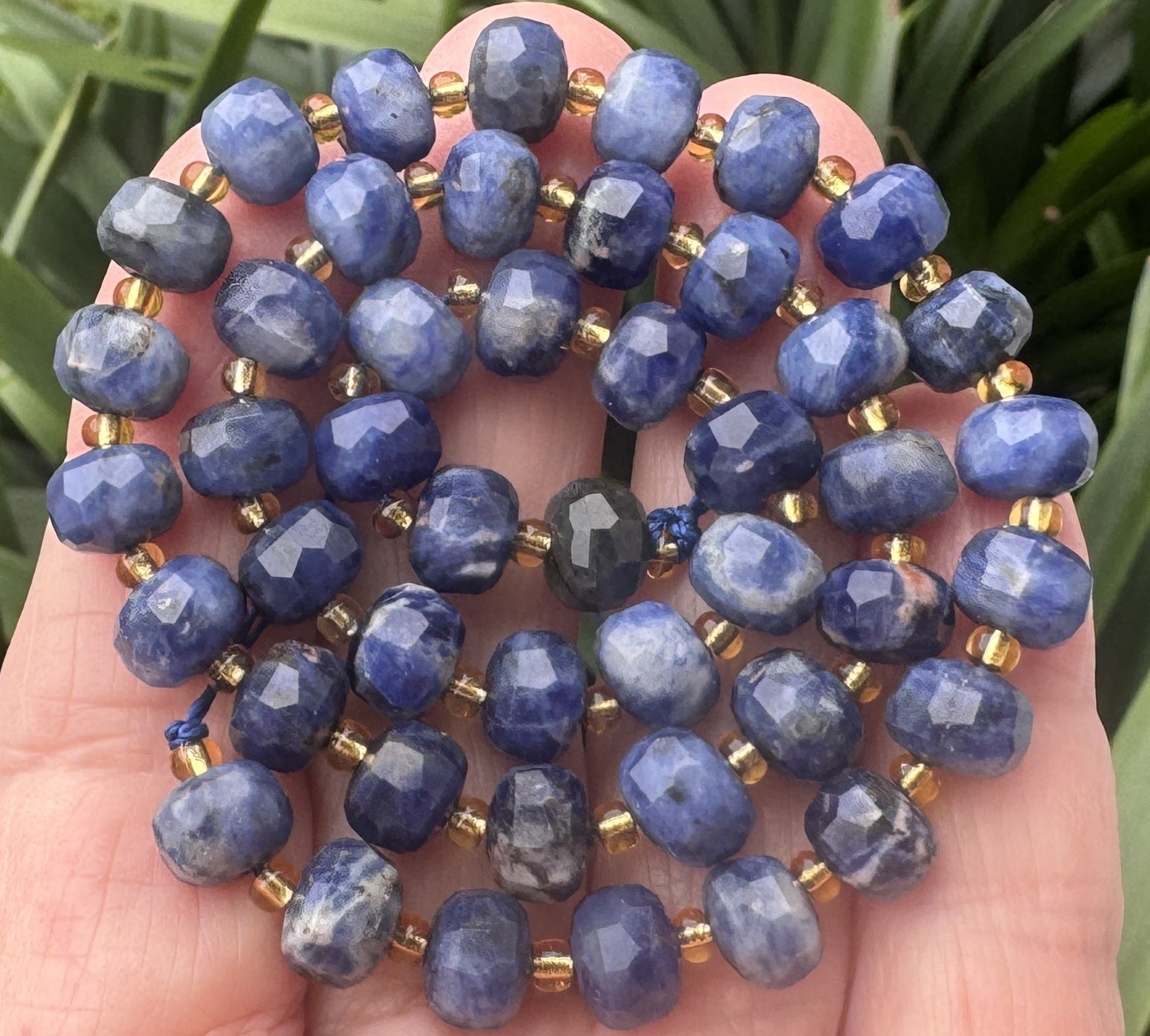 Blue Sodalite 6x8mm micro faceted rondelle beads 38cm strand - Oz Beads