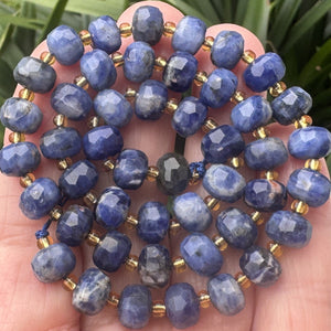 Blue Sodalite 6x8mm micro faceted rondelle beads 38cm strand - Oz Beads