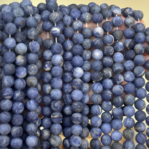 Blue Sodalite 8mm round matte natural gemstone beads 15" strand - Oz Beads 
