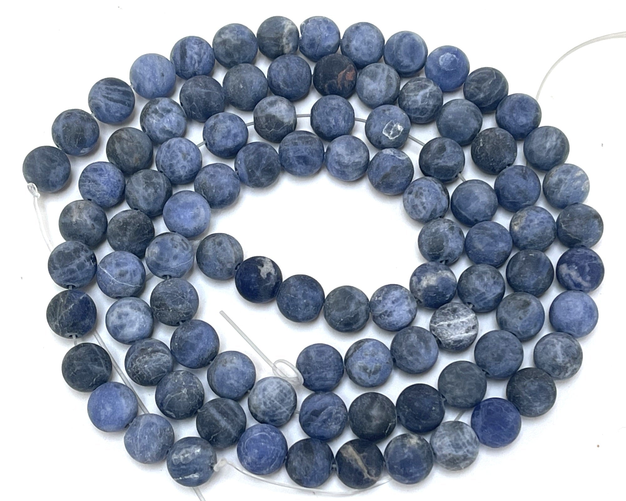 Blue Sodalite 8mm round matte natural gemstone beads 15" strand - Oz Beads 