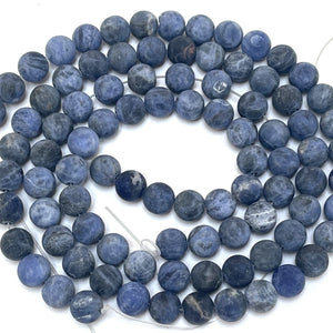 Blue Sodalite 8mm round matte natural gemstone beads 15" strand - Oz Beads 