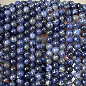 Blue Sodalite 8mm round polished natural gemstone beads 15" strand - Oz Beads 