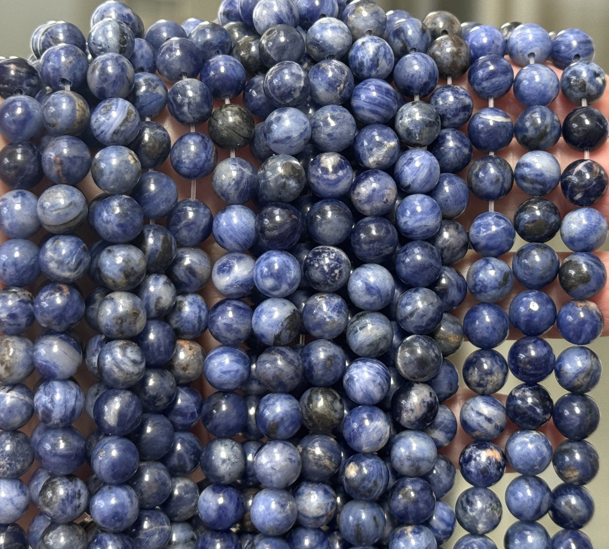 Blue Sodalite 8mm round polished natural gemstone beads 15" strand - Oz Beads 