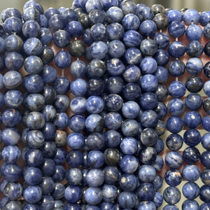 Blue Sodalite 8mm round polished natural gemstone beads 15" strand - Oz Beads 
