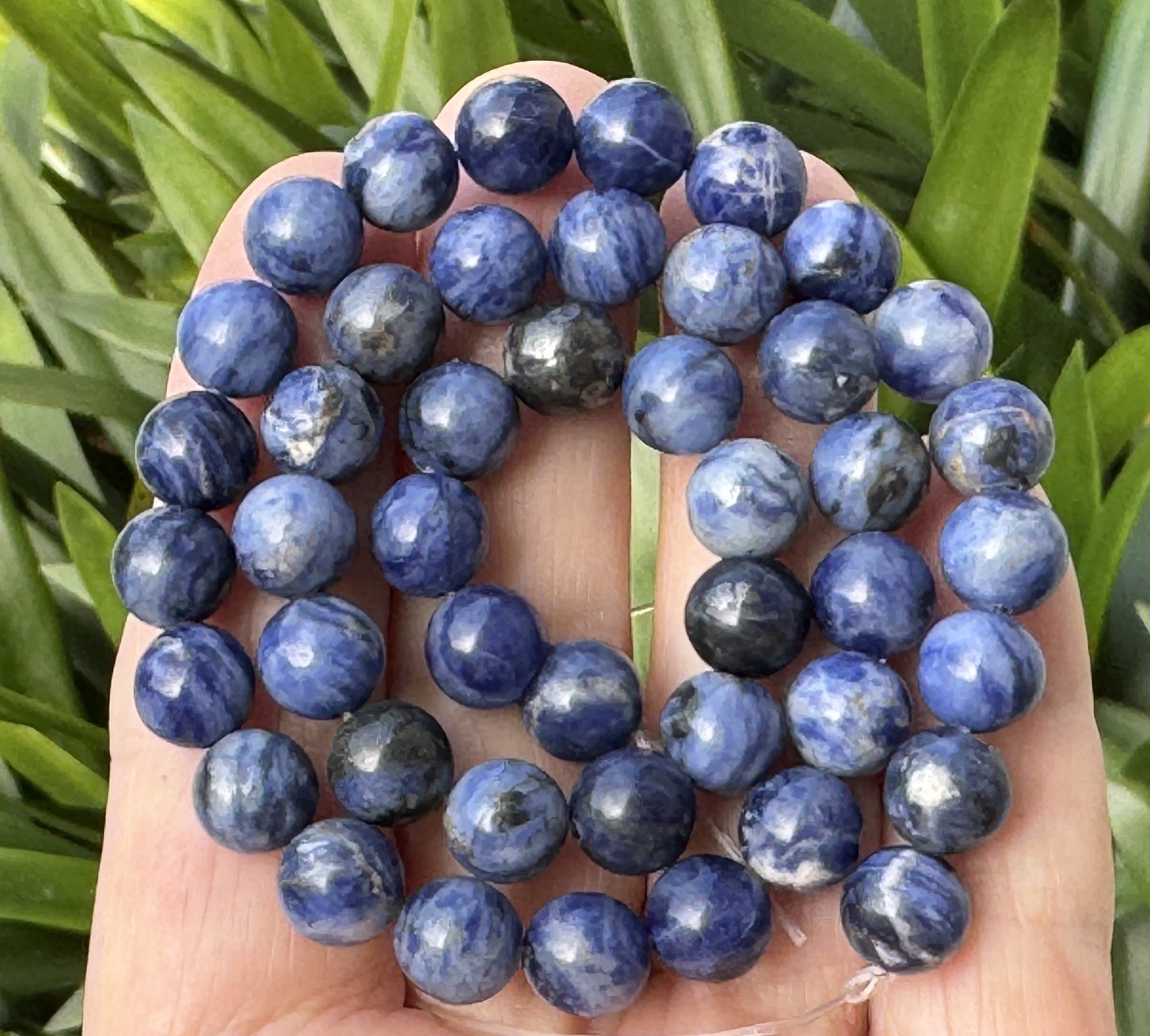 Blue Sodalite 8mm round polished natural gemstone beads 15" strand - Oz Beads 