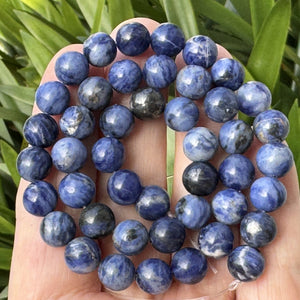 Blue Sodalite 8mm round polished natural gemstone beads 15" strand - Oz Beads 