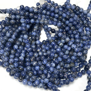 Blue Sodalite 8mm round polished natural gemstone beads 15" strand - Oz Beads 