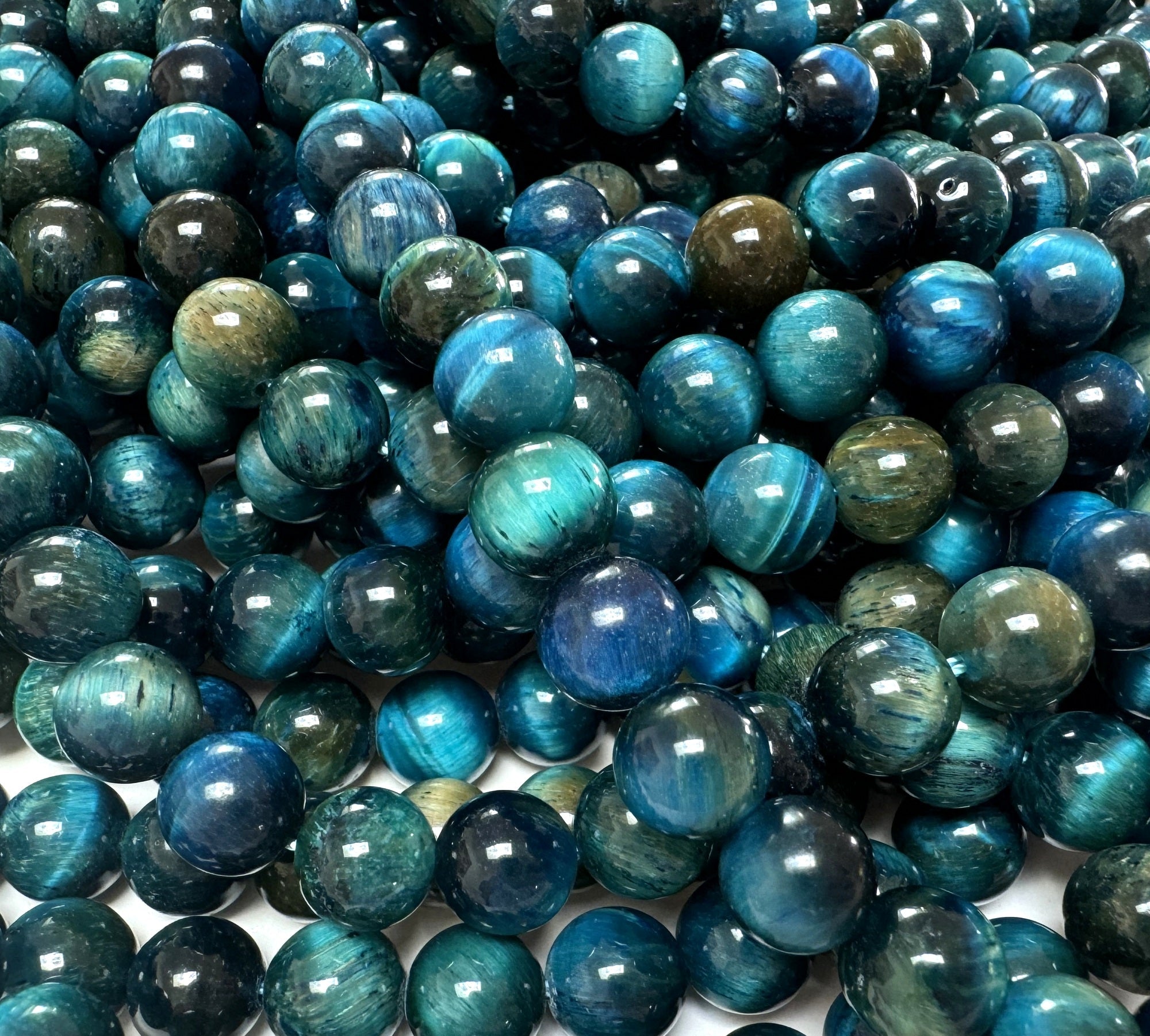 Blue Tiger Eye 8mm round gemstone beads 15.5" strand