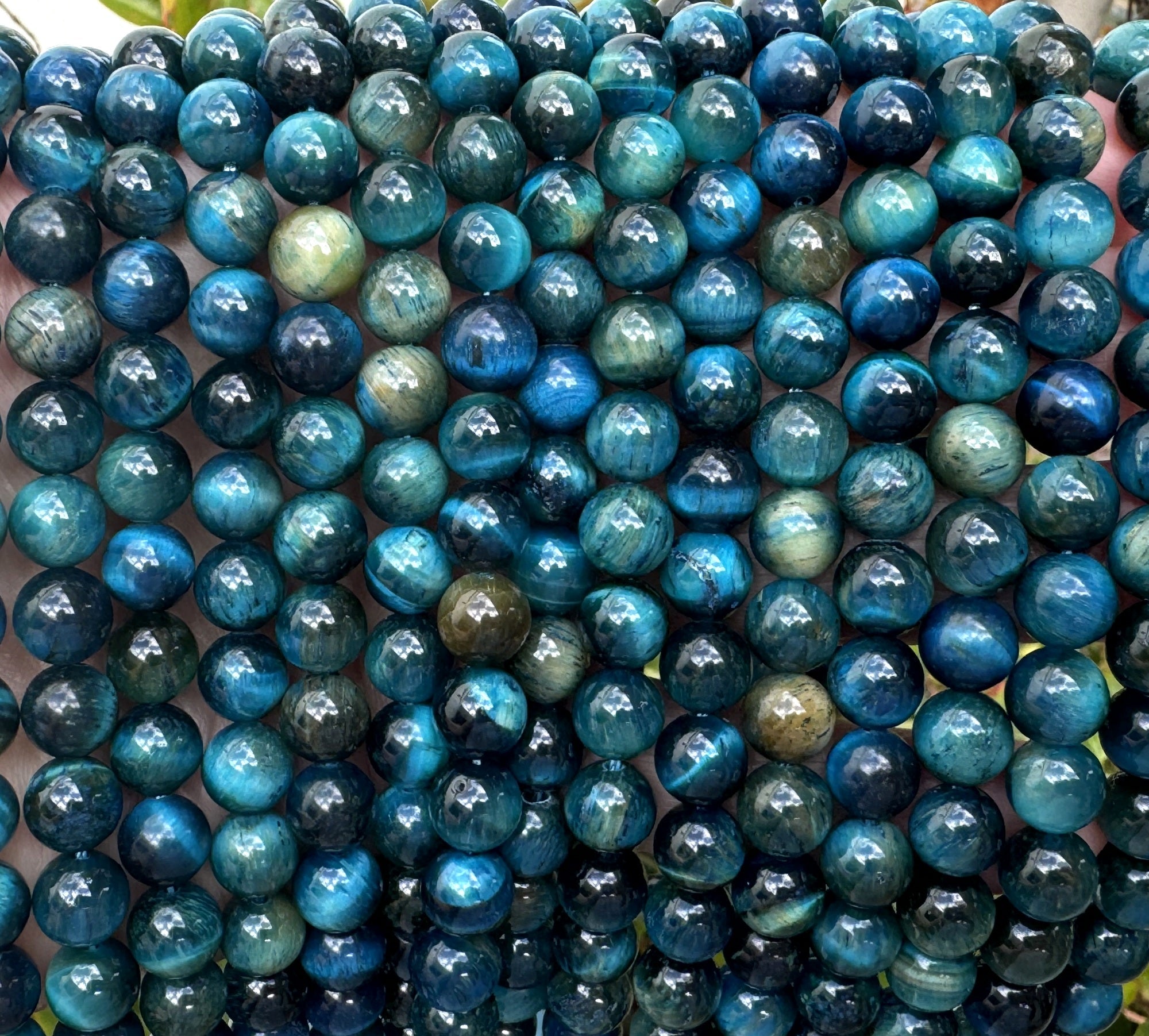 Blue Tiger Eye 8mm round gemstone beads 15.5" strand