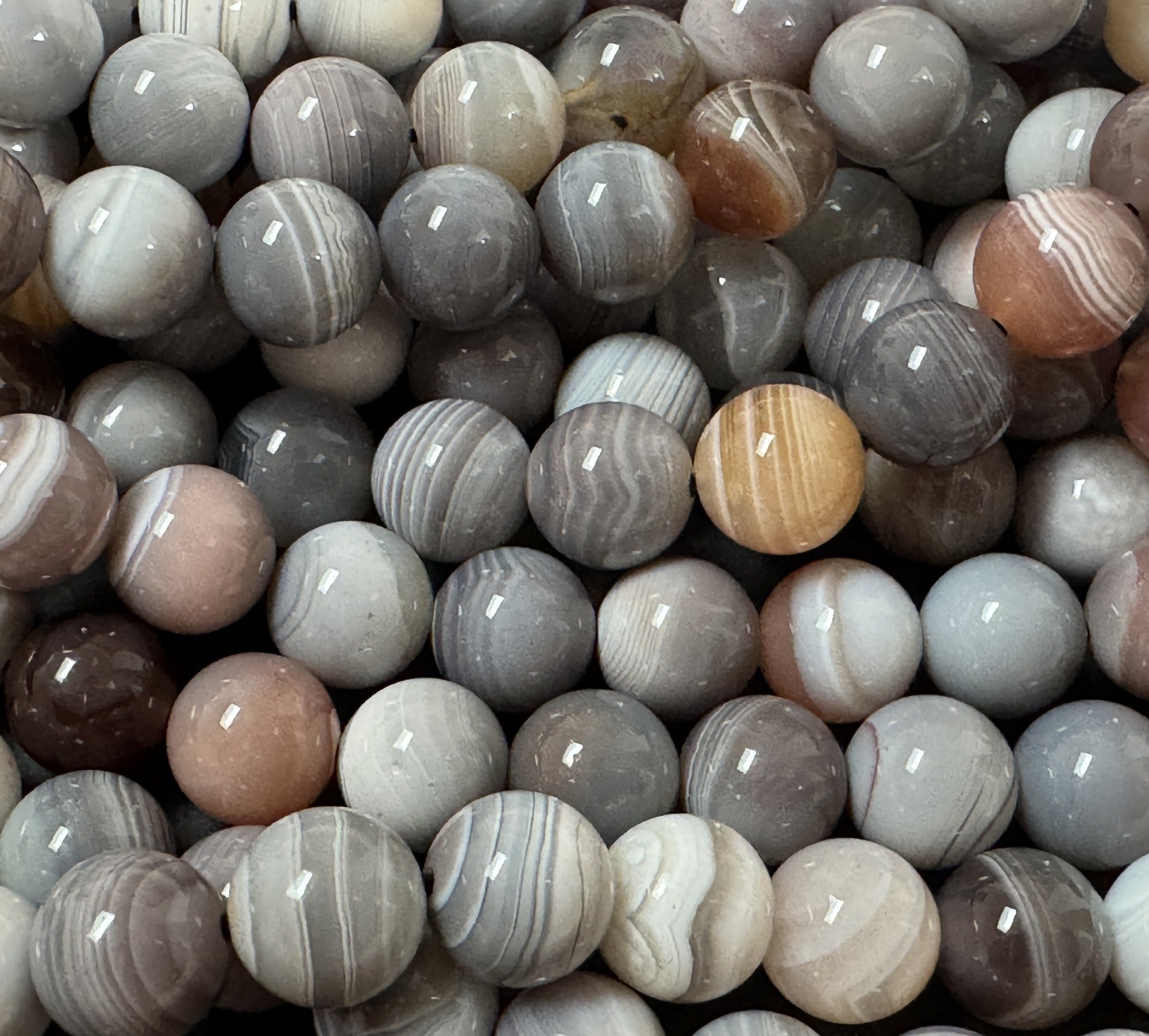 Botswana Agate 8mm round natural gemstone beads 15.5" strand - Oz Beads 