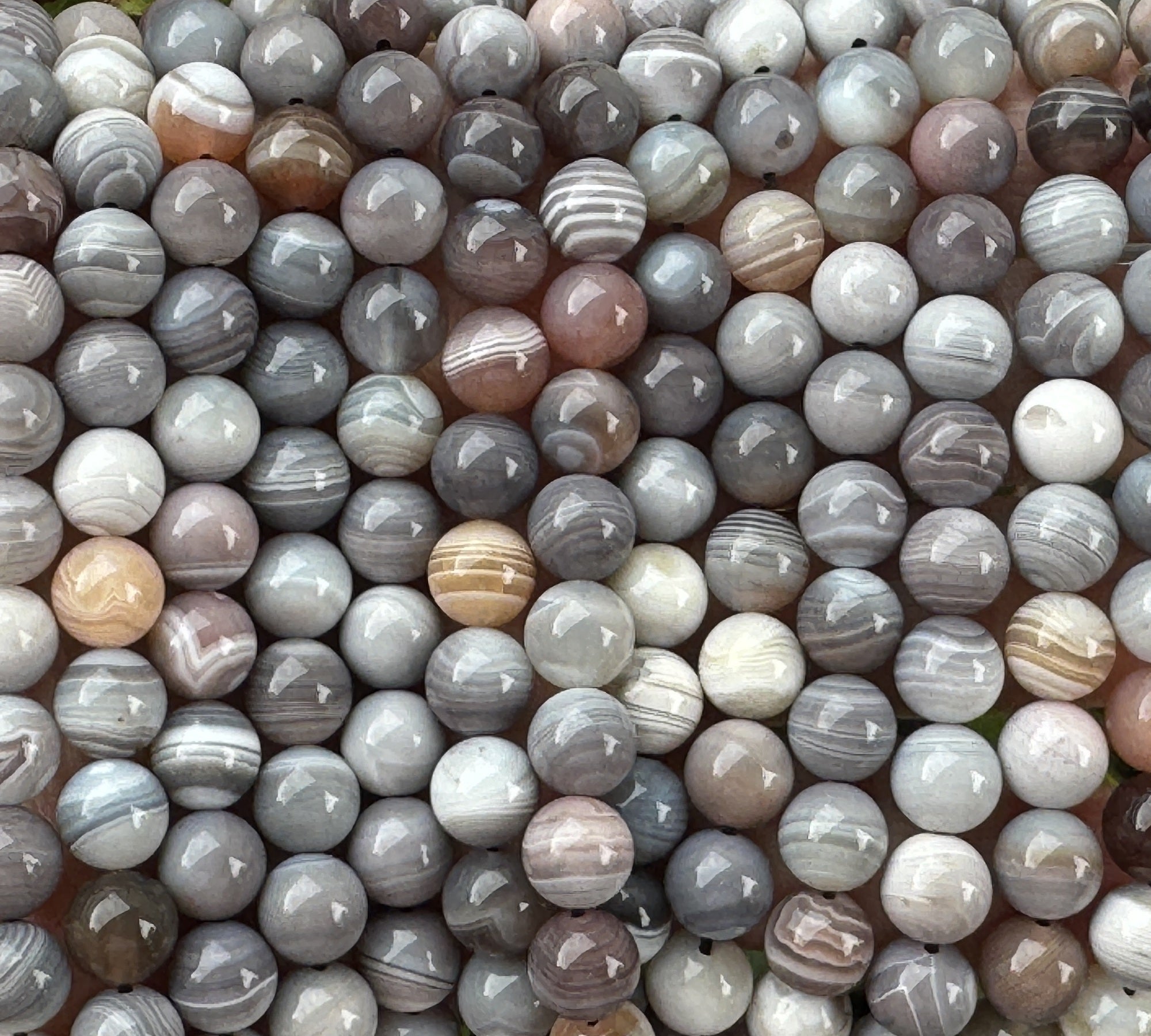 Botswana Agate 8mm round natural gemstone beads 15.5" strand - Oz Beads 