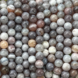 Botswana Agate 8mm round natural gemstone beads 15.5" strand - Oz Beads 