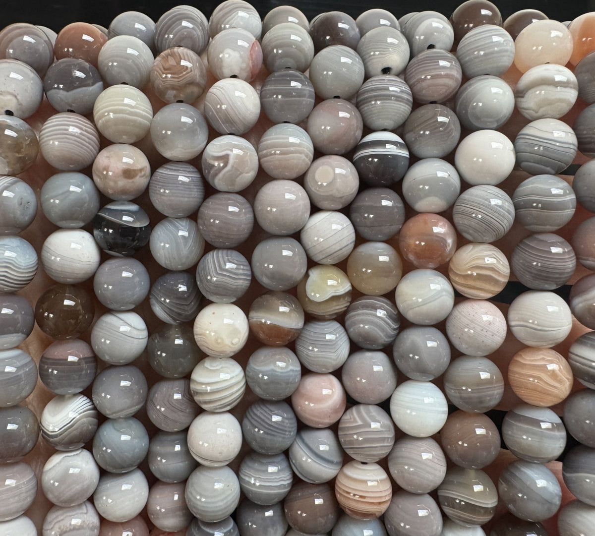Botswana Agate 8mm round natural gemstone beads 15.5" strand - Oz Beads 