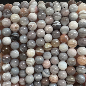 Botswana Agate 8mm round natural gemstone beads 15.5" strand - Oz Beads 