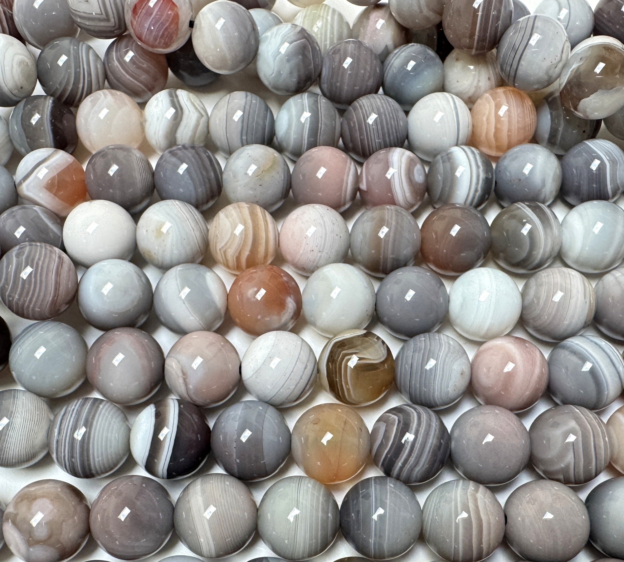 Botswana Agate 8mm round natural gemstone beads 15.5" strand - Oz Beads 