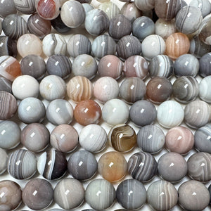 Botswana Agate 8mm round natural gemstone beads 15.5" strand - Oz Beads 