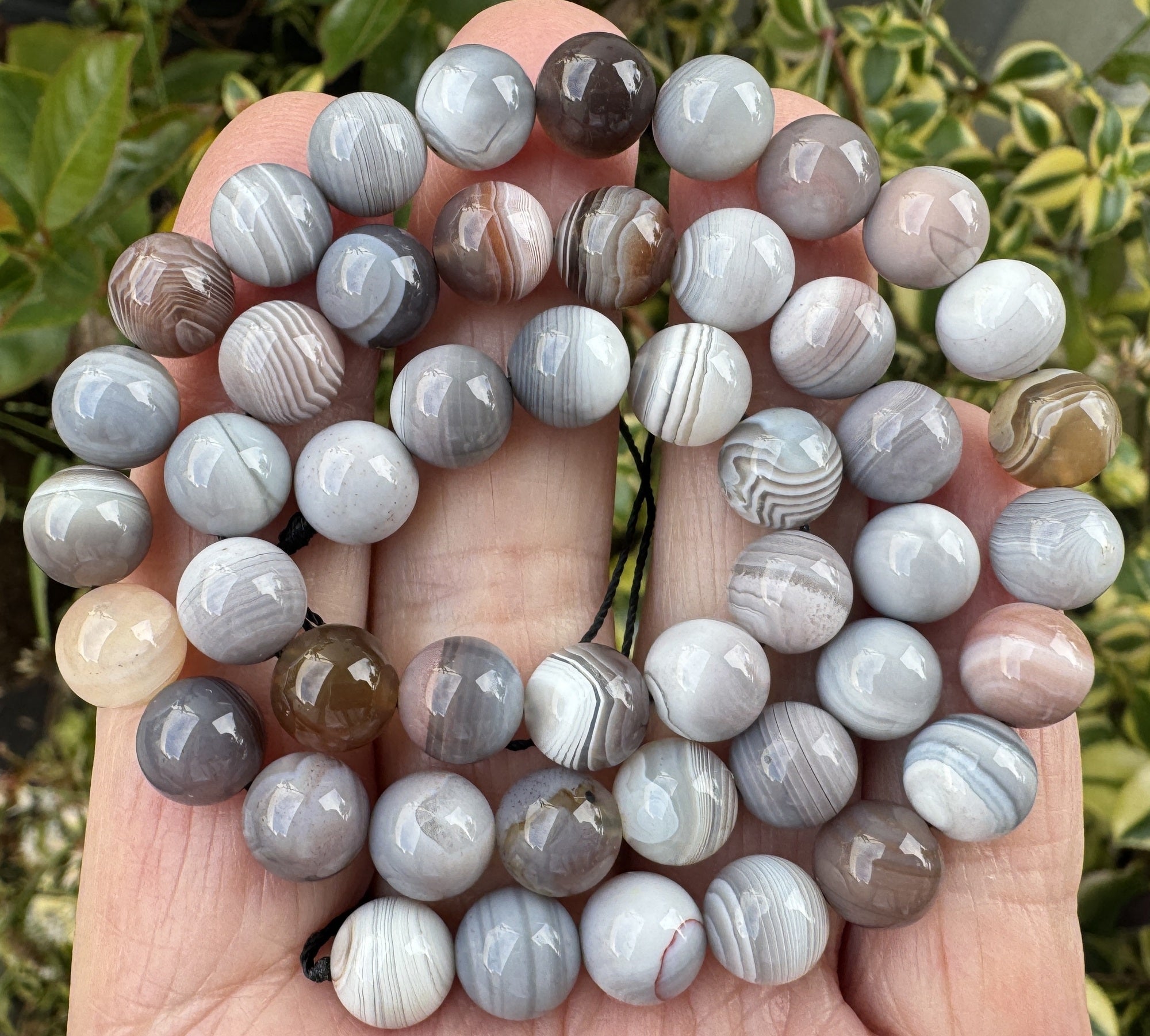 Botswana Agate 8mm round natural gemstone beads 15.5" strand - Oz Beads 