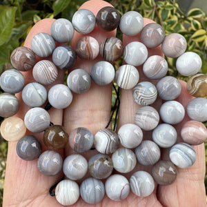 Botswana Agate 8mm round natural gemstone beads 15.5" strand - Oz Beads 