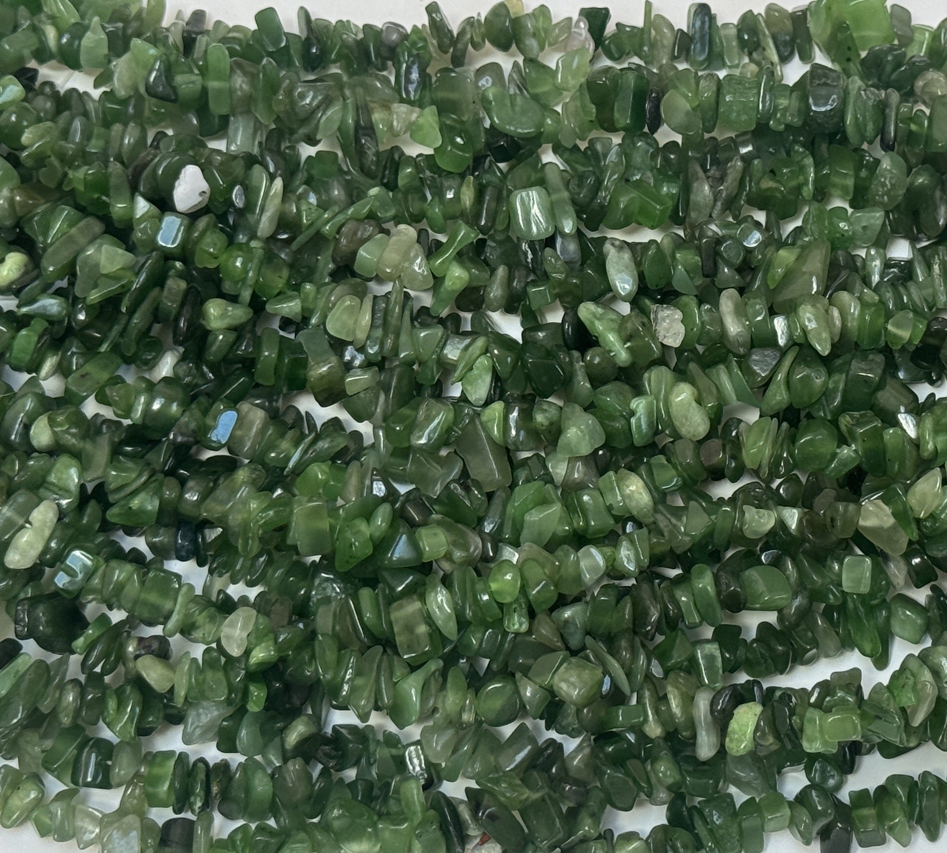 Canadian Jade 6-10mm chip beads natural gemstone chips 32" strand - Oz Beads 