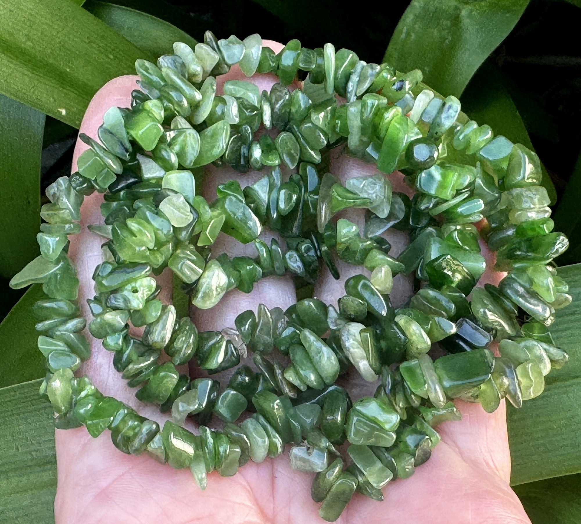 Canadian Jade 6-10mm chip beads natural gemstone chips 32" strand - Oz Beads 