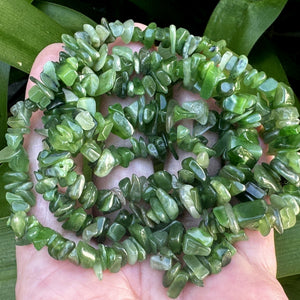 Canadian Jade 6-10mm chip beads natural gemstone chips 32" strand - Oz Beads 