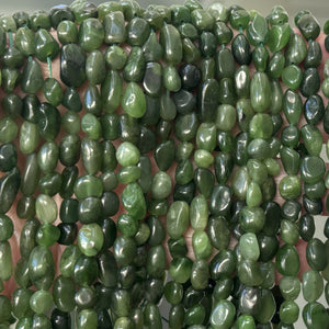Canadian Jade 7-10mm nuggets natural gemstone beads 16" strand - Oz Beads 