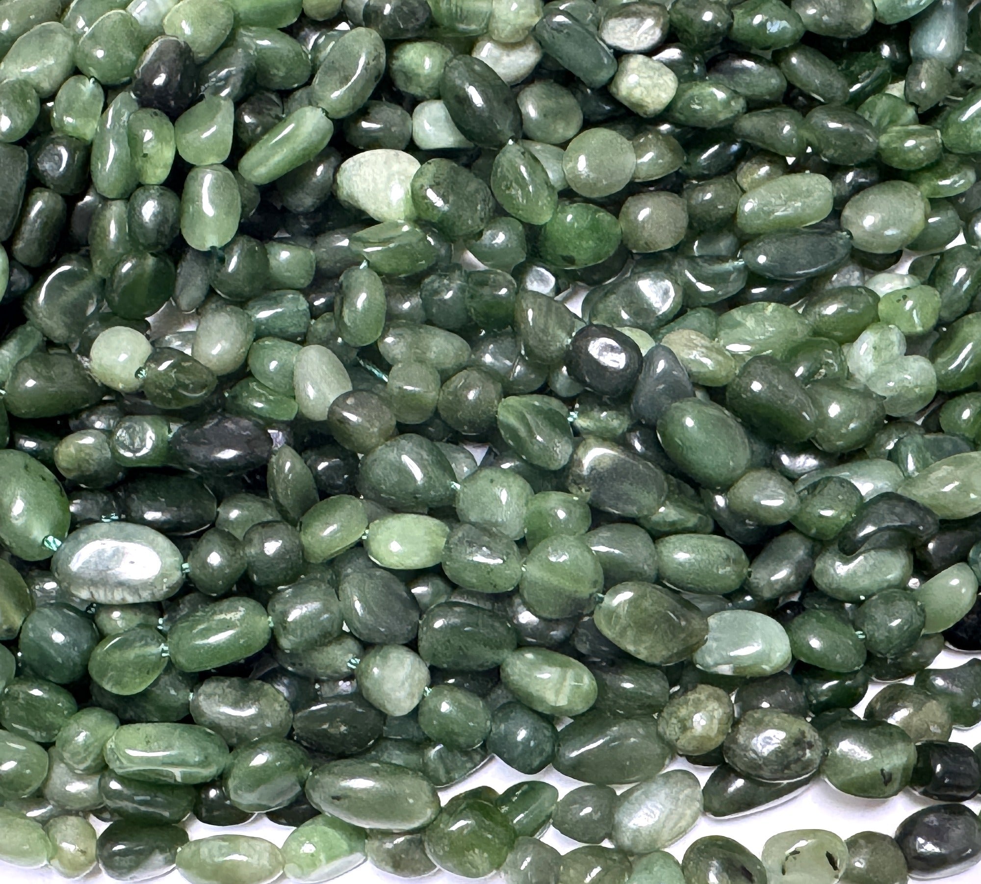 Canadian Jade 7-10mm nuggets natural gemstone beads 16" strand - Oz Beads 