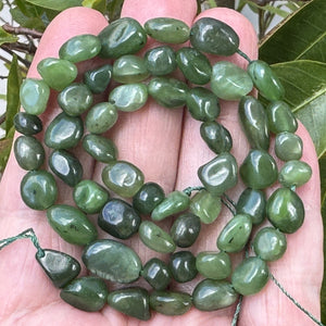 Canadian Jade 7-10mm nuggets natural gemstone beads 16" strand - Oz Beads 