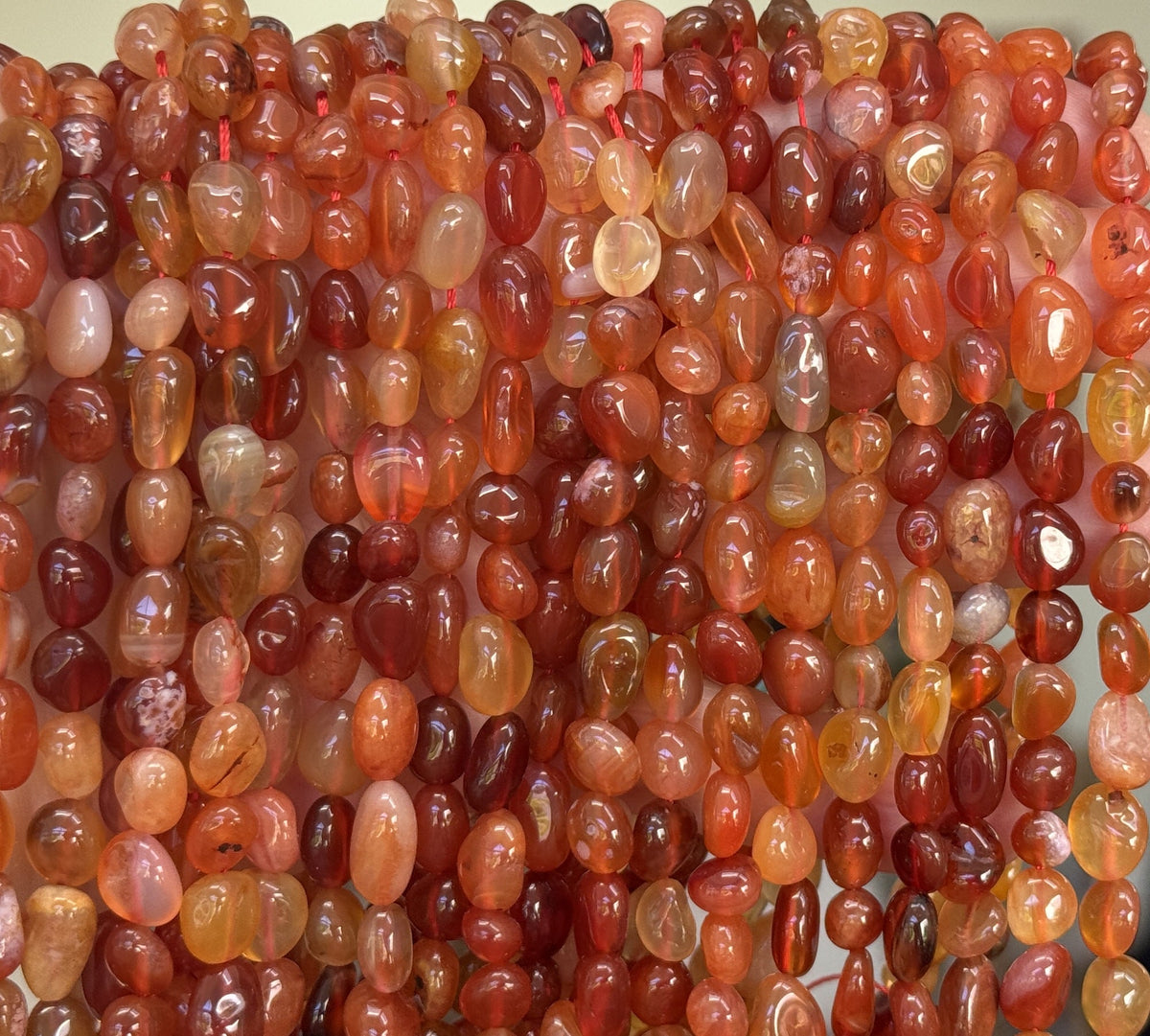 Carnelian 6-10mm nuggets natural gemstone pebble beads 16" strand - Oz Beads 