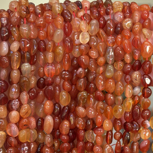 Carnelian 6-10mm nuggets natural gemstone pebble beads 16" strand - Oz Beads 