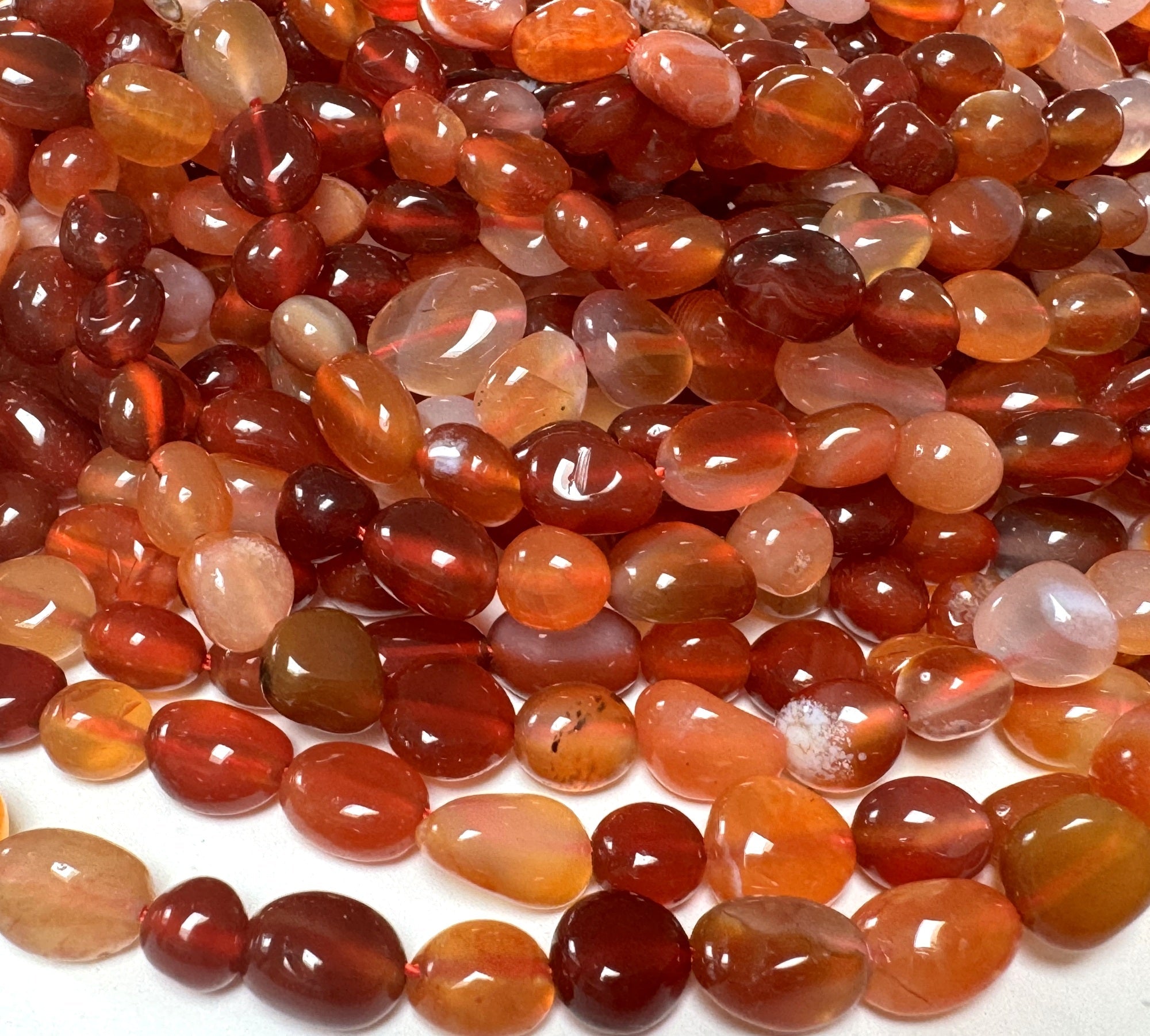 Carnelian 6-10mm nuggets natural gemstone pebble beads 16" strand - Oz Beads 