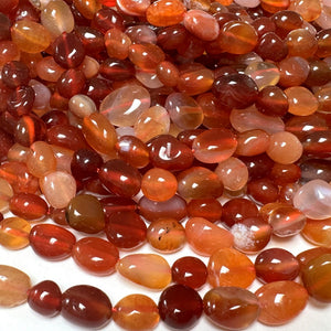 Carnelian 6-10mm nuggets natural gemstone pebble beads 16" strand - Oz Beads 