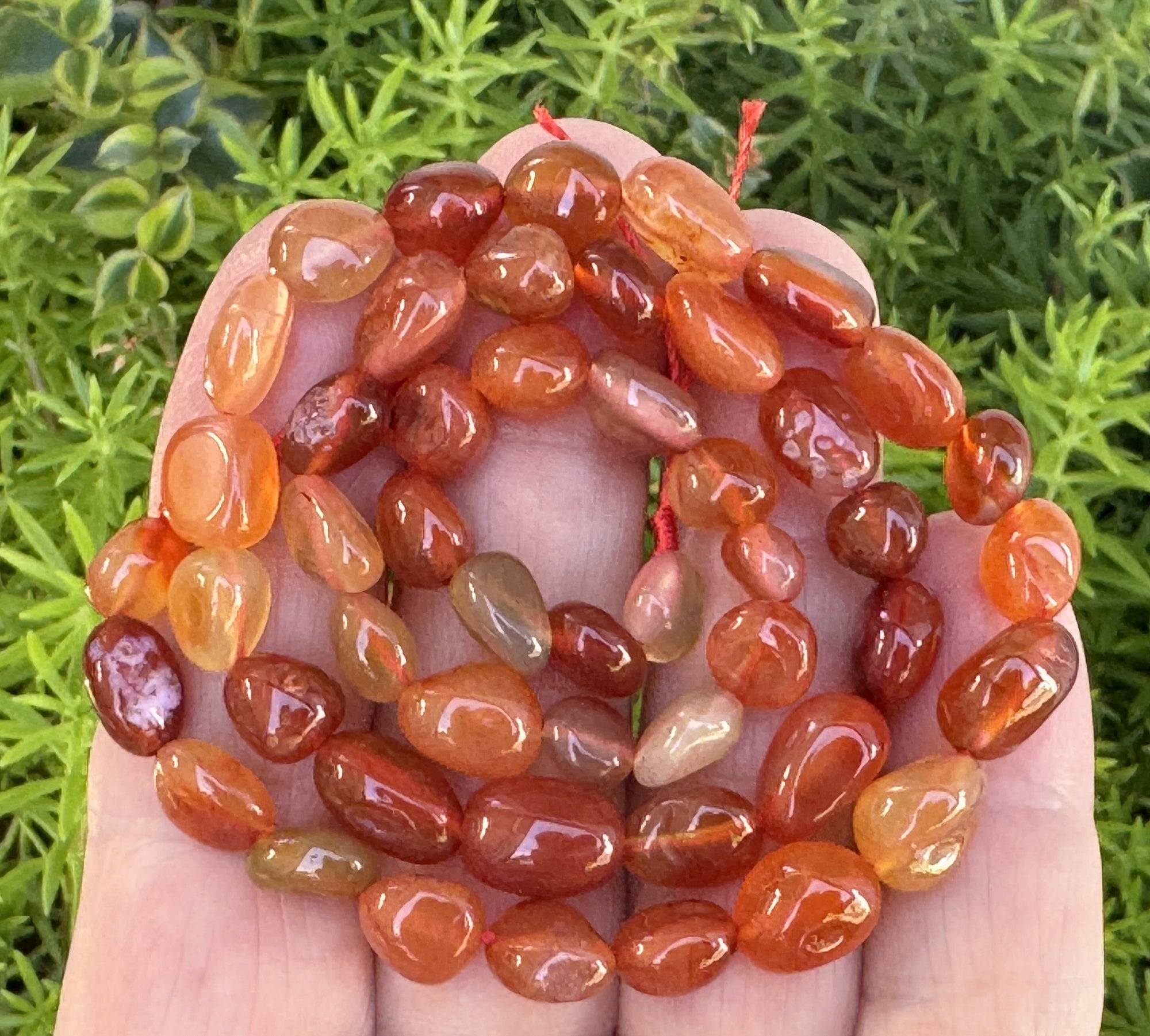 Carnelian 6-10mm nuggets natural gemstone pebble beads 16" strand - Oz Beads 