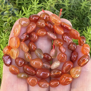 Carnelian 6-10mm nuggets natural gemstone pebble beads 16" strand - Oz Beads 