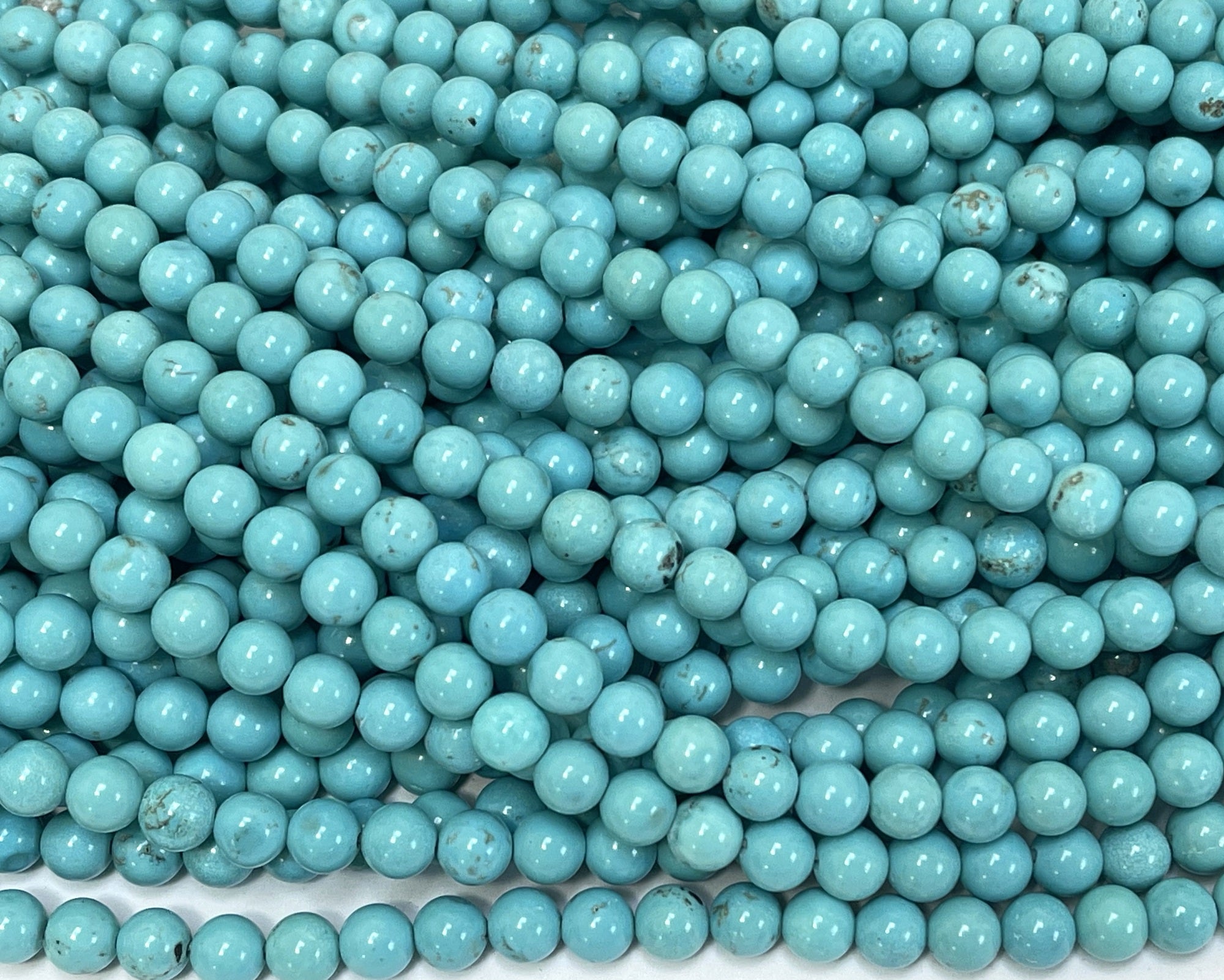 Chinese Blue Turquoise 6mm round stabilized turquoise beads 15" strand