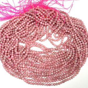 Chinese Pink Opal 3mm 4mm faceted round natural gemstone beads 15.5" strand - Oz Beads 