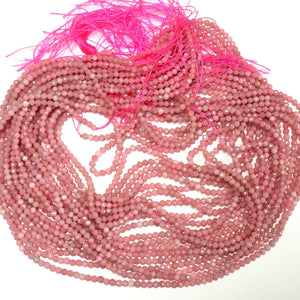Chinese Pink Opal 3mm 4mm faceted round natural gemstone beads 15.5" strand - Oz Beads 