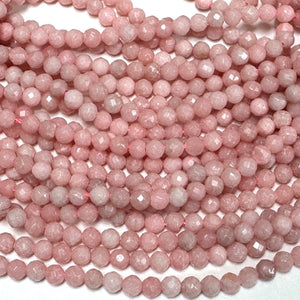 Chinese Pink Opal 3mm 4mm faceted round natural gemstone beads 15.5" strand - Oz Beads 