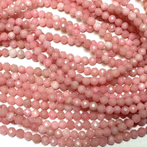 Chinese Pink Opal 3mm 4mm faceted round natural gemstone beads 15.5" strand - Oz Beads 
