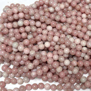 Chinese Pink Opal 6mm round natural gemstone beads 15" strand - Oz Beads 
