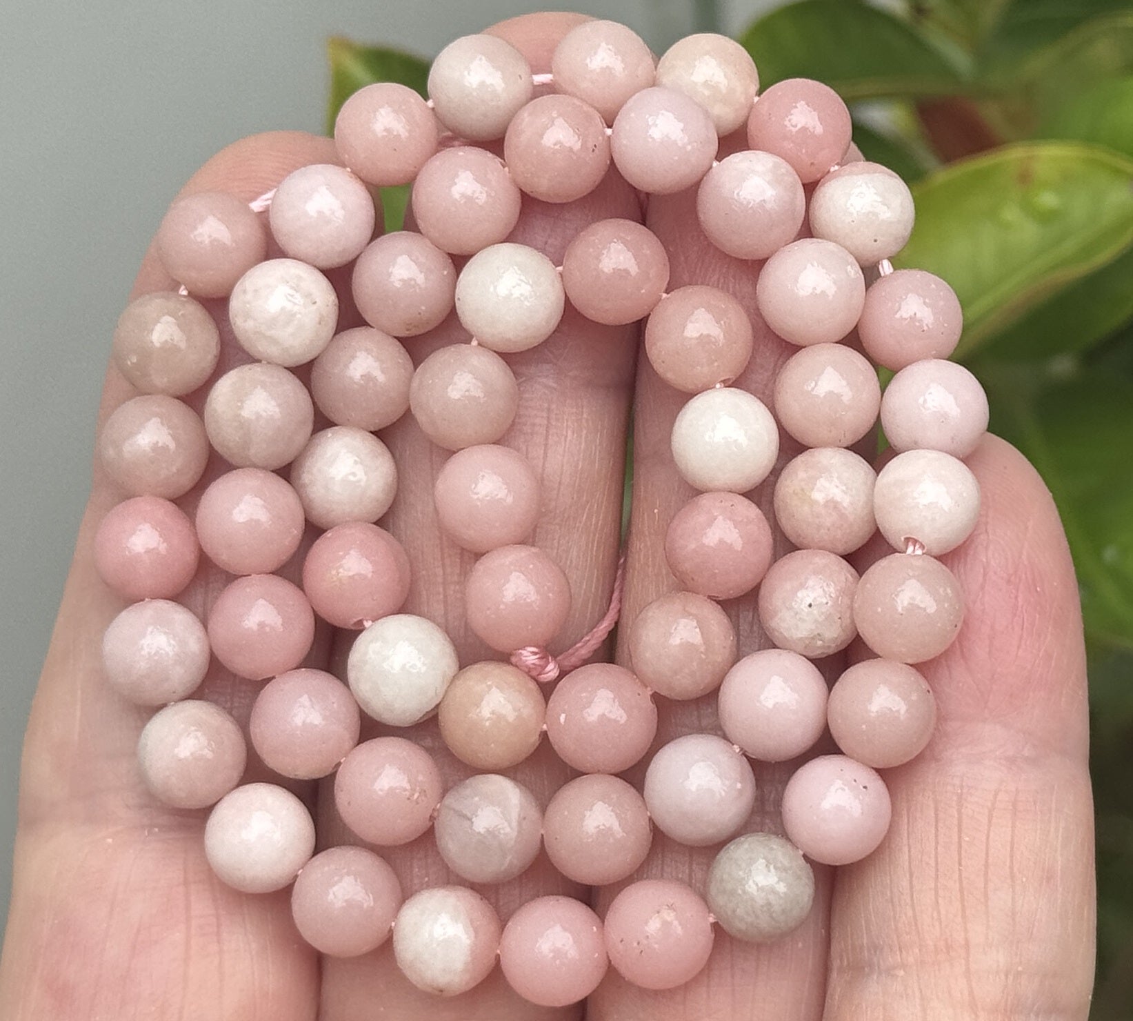 Chinese Pink Opal 6mm round natural gemstone beads 15" strand - Oz Beads 