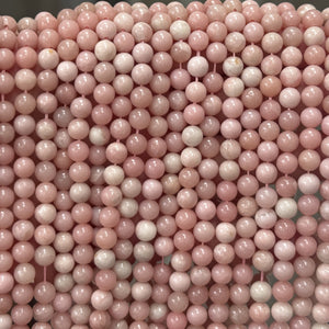 Chinese Pink Opal 6mm round natural gemstone beads 15" strand - Oz Beads 