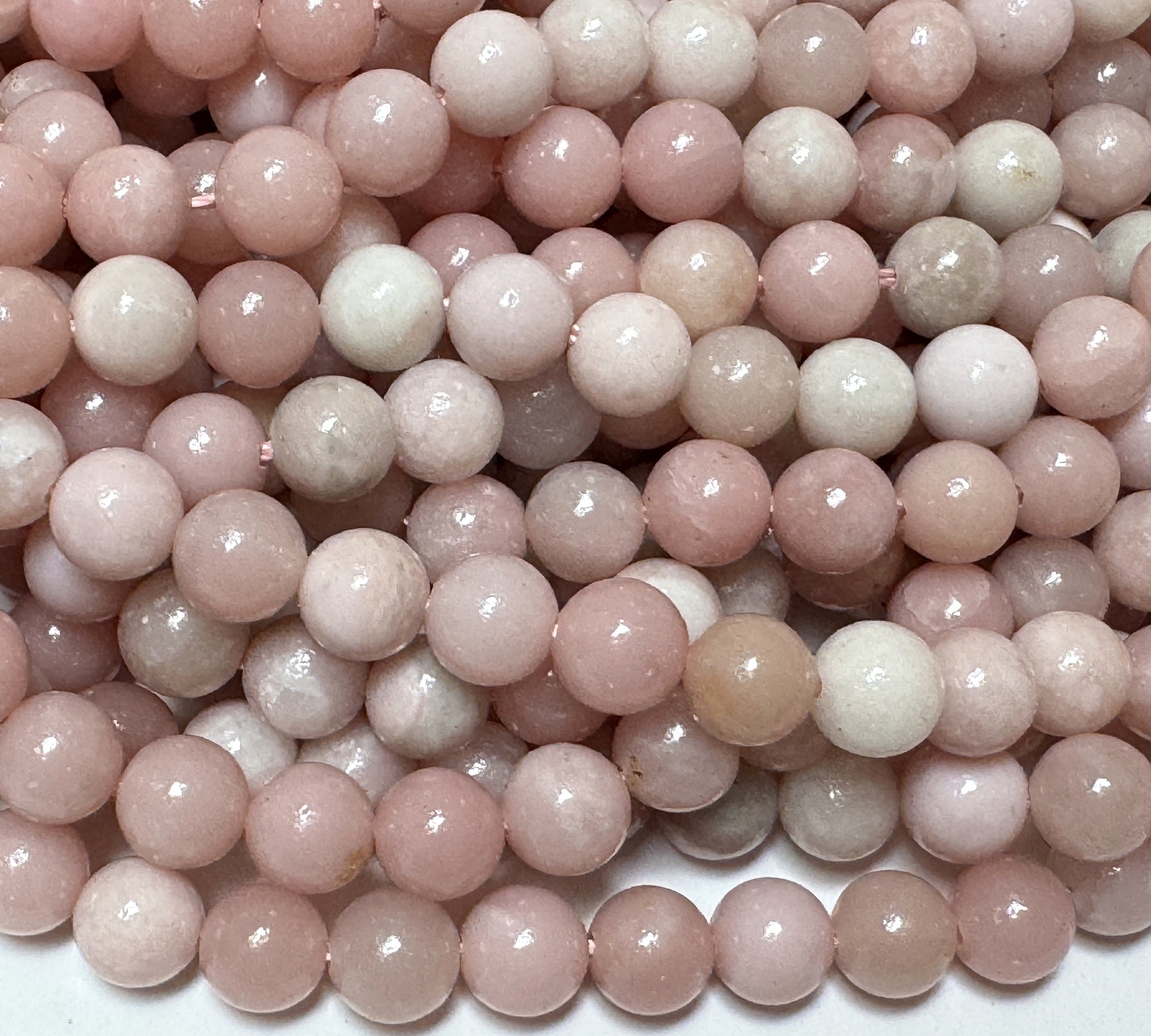 Chinese Pink Opal 6mm round natural gemstone beads 15" strand - Oz Beads 